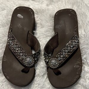 Justin Boots Brown Embellished Sandals